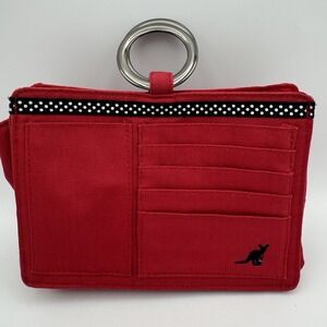 Pouchee Red Handbag Magnetic Closure Small Purse Insert Wallet Pockets